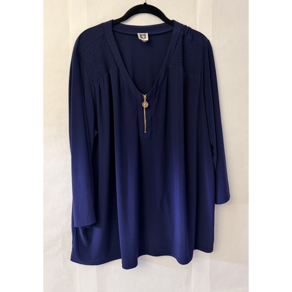 Anne Klein Women's Navy Blue 3/4 Sleeve Blouse Size 3x